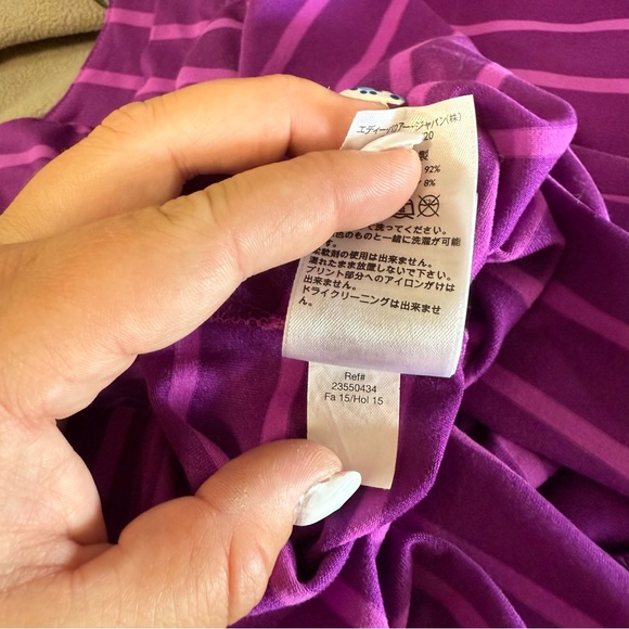 Eddie Bauer V-Neck Stretch Fit and Flare Purple Stripe Dress Travex Athleisure S - Picture 7 of 8